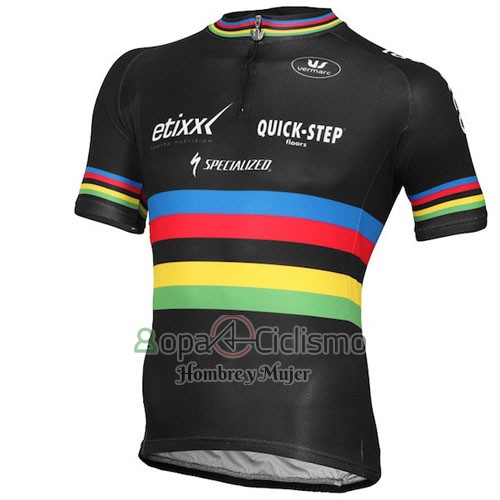 Uci Mondo Campione Lider Ropa Ciclismo Culotte Corto 2016 Hombre Mangas Cortas Quick Step Negro